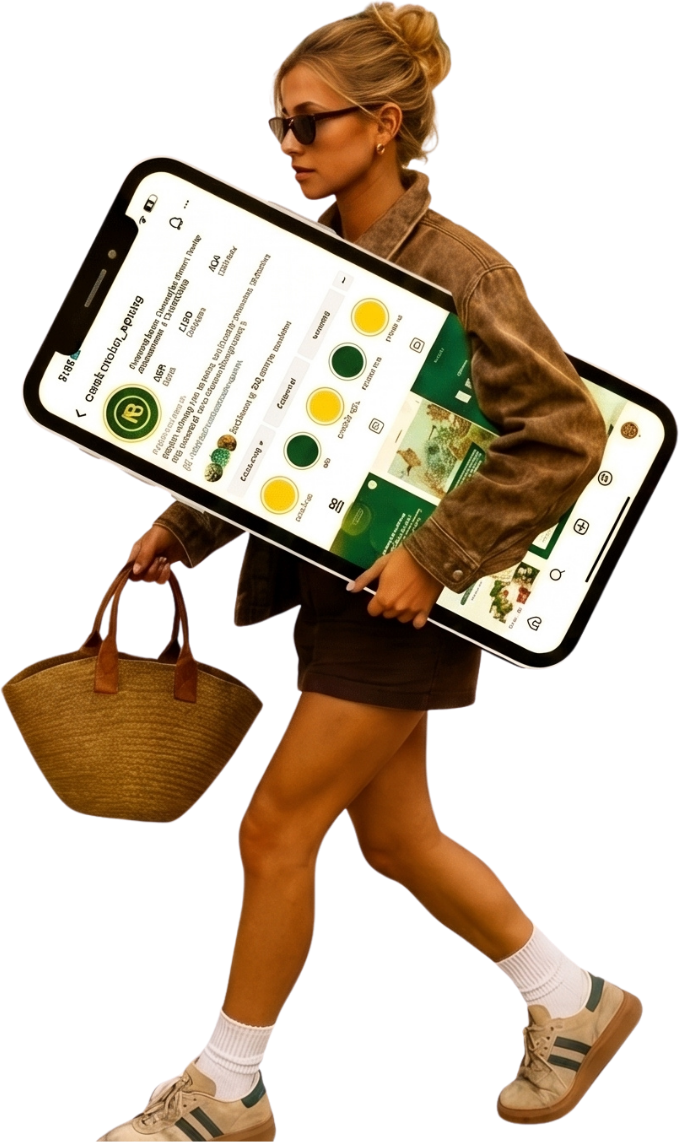 A NoboNG buyer browsing the app while out shopping