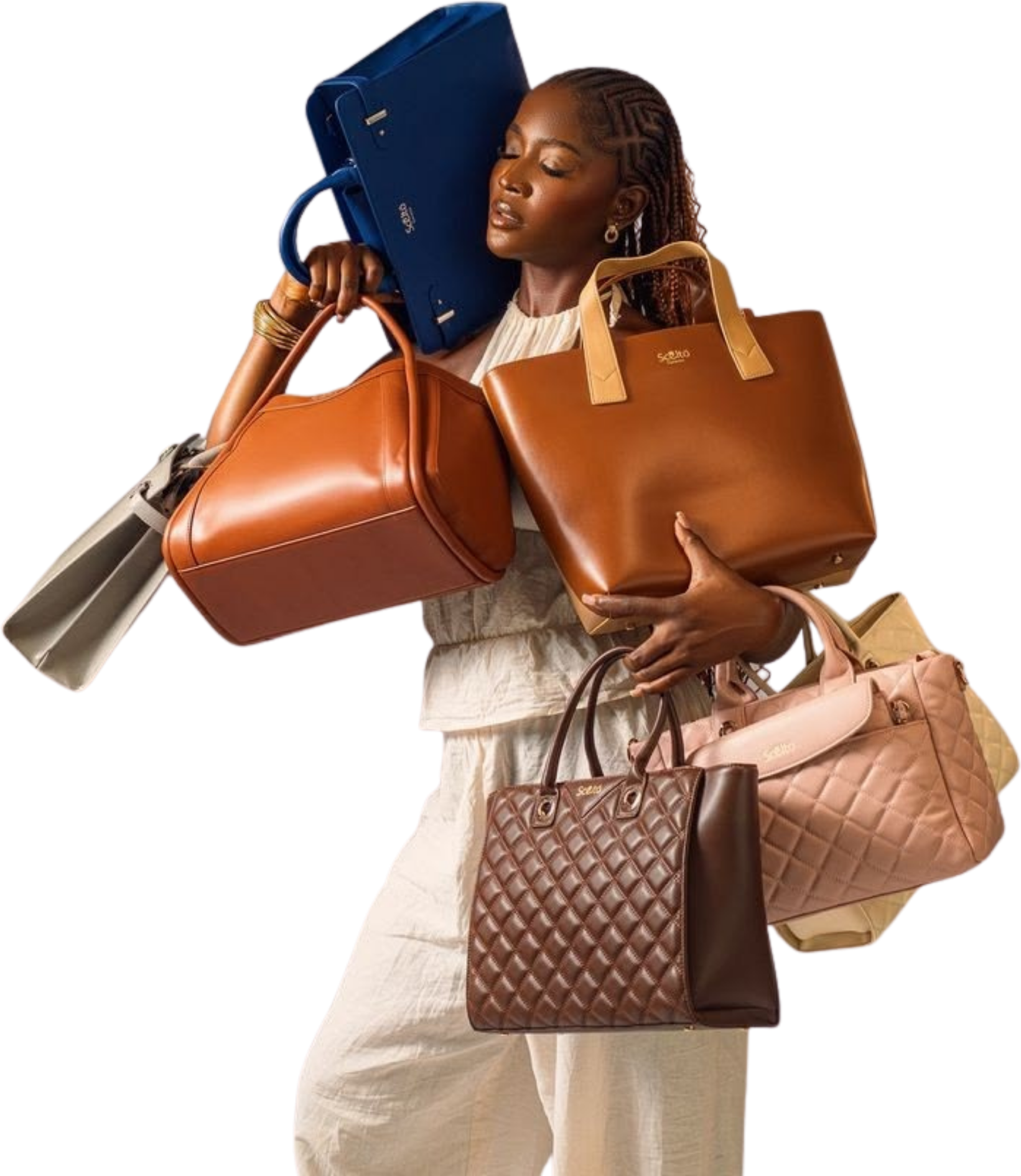 A verified NoboNG shopper carrying multiple purchased bags